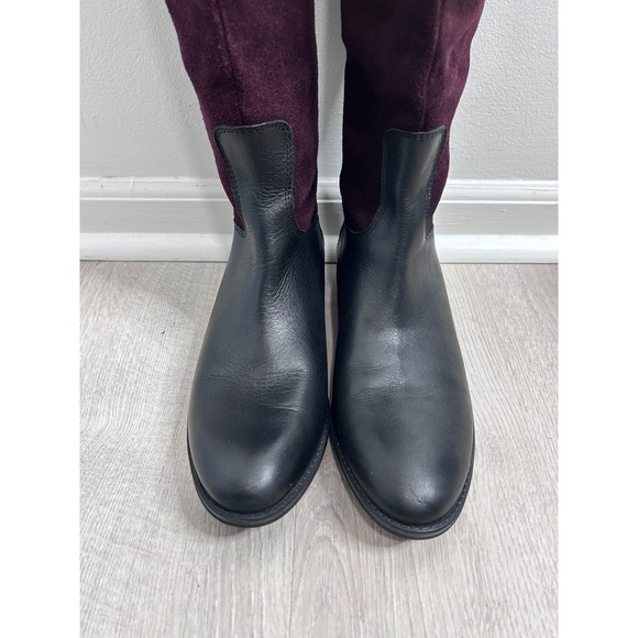 Sam Edelman Penny Riding Boots Leather Burgundy Suede Back Zip Womens 7.5M - Picture 2 of 8